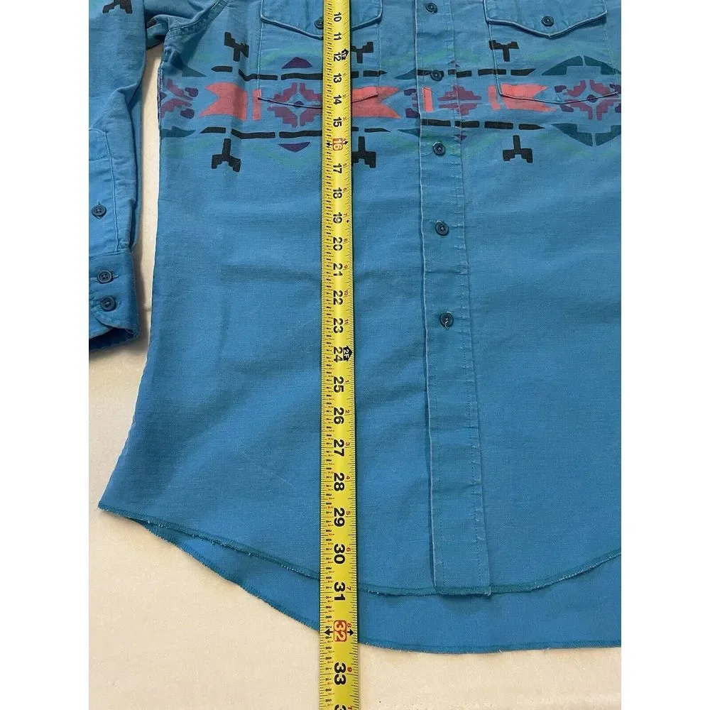 Vintage Wrangler Brushpopper Aztec Western Button Up Mens‎ Size 16-33 Retro - Picture 7 of 11